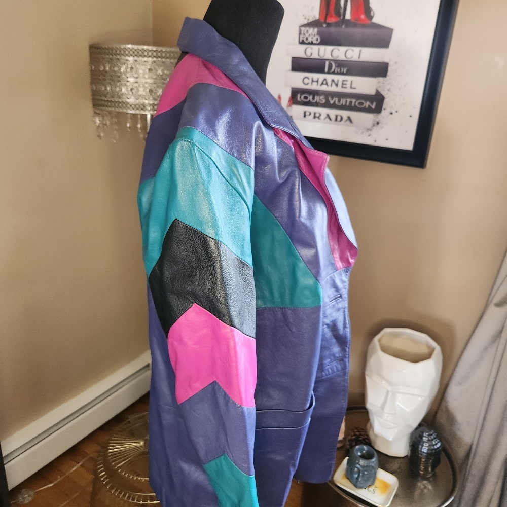 MULTI COLORWAY VINTAGE LEATHER JACKET